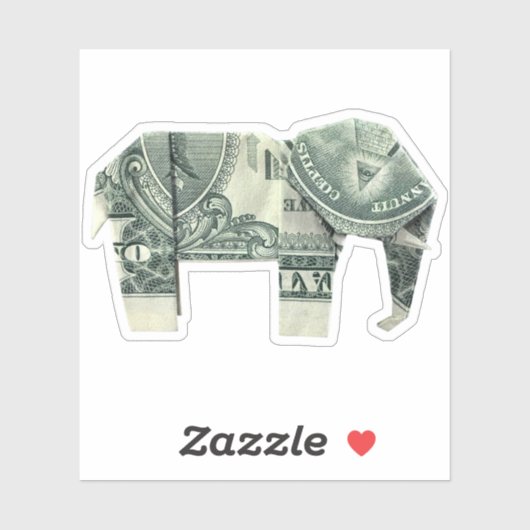 Geld Origami Olifant Sticker (Vel)