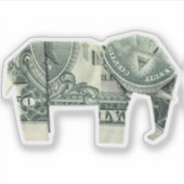 Geld Origami Olifant Sticker (Voorkant)