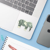 Geld Origami Olifant Sticker (Laptop met iPhone)