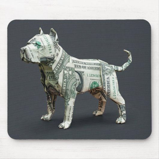 Geld Origami Pit Bull Muismat (Voorkant)