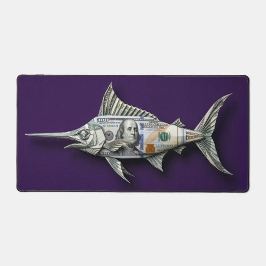 Geld Origami Zwaardvis Bureaumat (Voorkant)