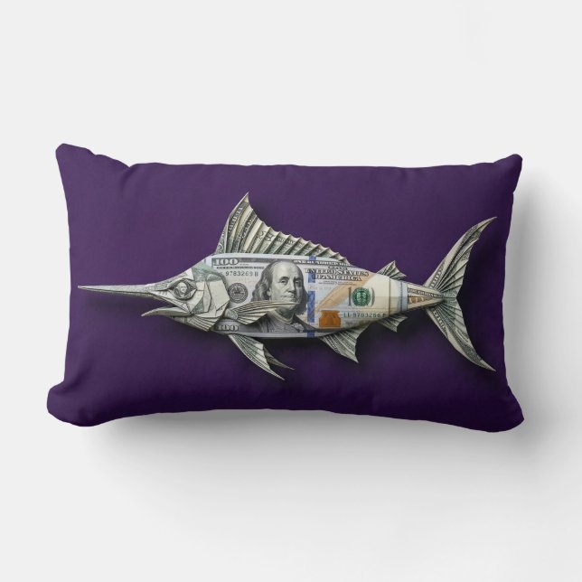 Geld Origami Zwaardvis Kussen (Voorkant)
