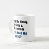 Geld, Pistolen en vrijheid Koffiemok (Voorkant links)