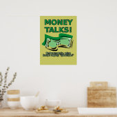 Geld Praat Grappig Poster Bord Print (Keuken)