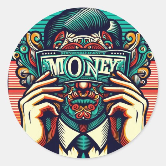 Geld praat ronde sticker (Voorkant)