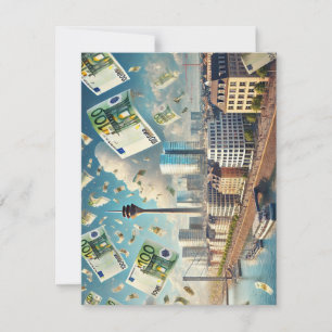 Geld regent boven Düsseldorf - Uniek Briefkaart