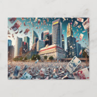 geld regent het boven singapore-Briefkaart voor we