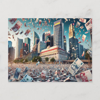 geld regent het boven singapore-Briefkaart voor we Feestdagenkaart