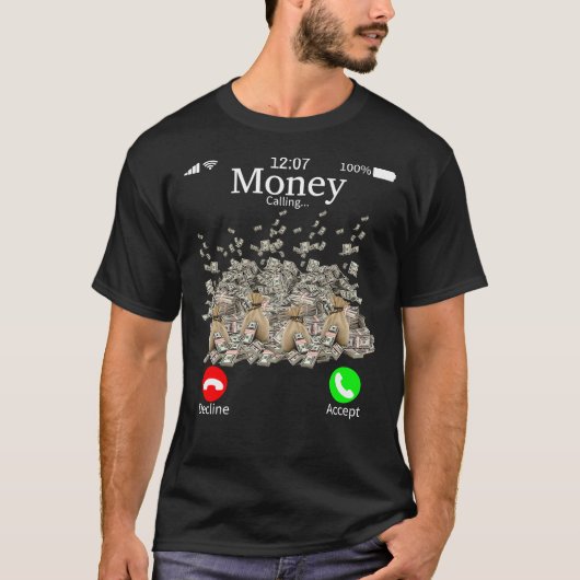Geld roept geld op, grappige zakenman t-shirt (Voorkant)