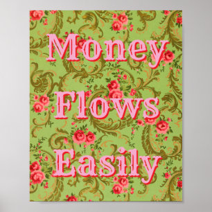 Geld stroomt gemakkelijk Geld Affirmatie Manifesta Poster