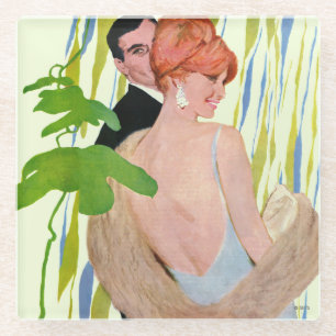 Geld voor haar glazen onderzetter