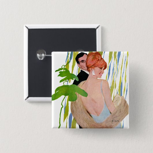 Geld voor haar vierkante button 5,1 cm (Voorkant /achterkant)