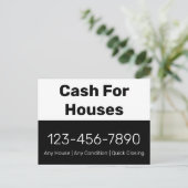 Geld voor huizen Zwart Wit Telefoonnummer Jouw tek Briefkaart (Staand voorkant)