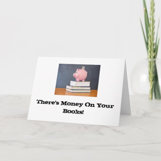 Geld voor je boeken! feestdagen kaart (Voorkant)