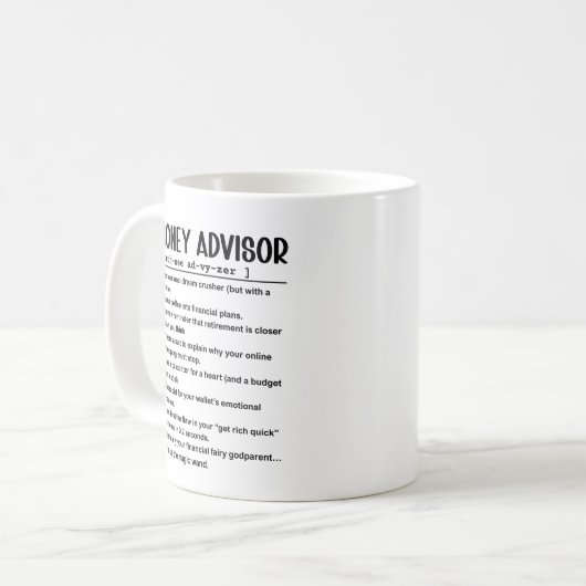 Geldadviseur Koffiemok (Voorkant links)