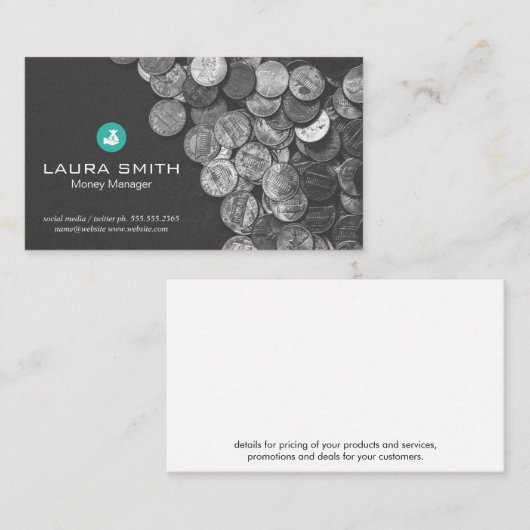geldbeheerder | boekhouding | Munten Visitekaartje (Voorkant / Achterkant)