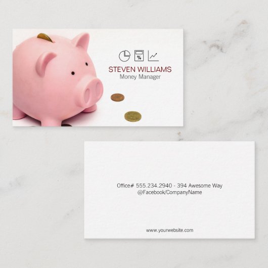 geldbeheerder | boekhouding | Piggy Bank Visitekaartje (Voorkant / Achterkant)