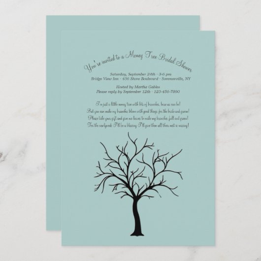 Geldbomen Bridal Shower-uitnodigingen Kaart (Voorkant / Achterkant)