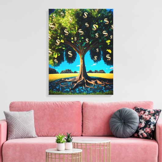 Geldbomen, welvaartsrijkdom, dichtheidsbundel canvas afdruk (Insitu (Woonkamer))
