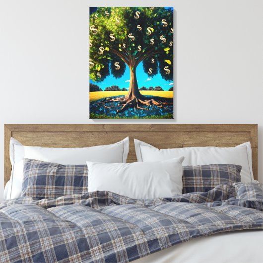 Geldbomen, welvaartsrijkdom, dichtheidsbundel canvas afdruk (Insitu (Slaapkamer))