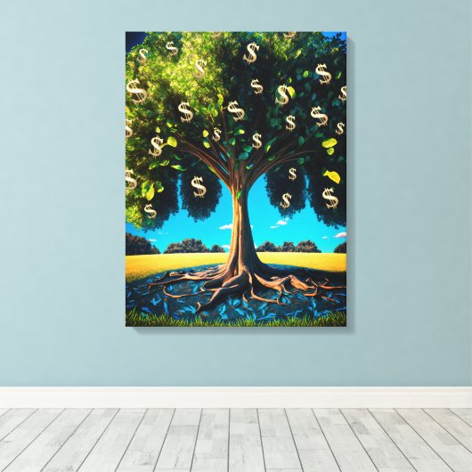 Geldbomen, welvaartsrijkdom, dichtheidsbundel canvas afdruk (Insitu (Houten vloer))