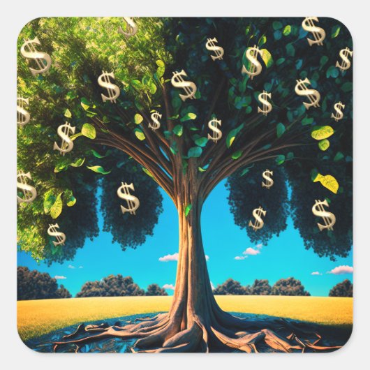 Geldbomen, welvaartsrijkdom, dichtheidsbundel vierkante sticker (Voorkant)