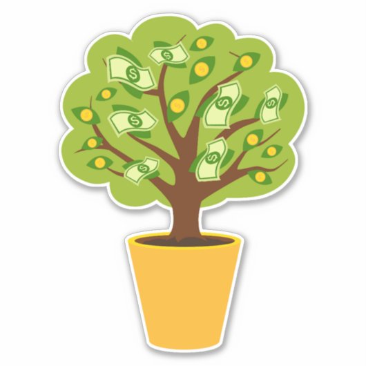 geldboom sticker (Voorkant)