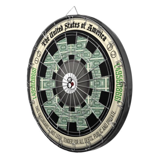 Geldkunst met 8 bits dartbord (Voorkant Rechts)