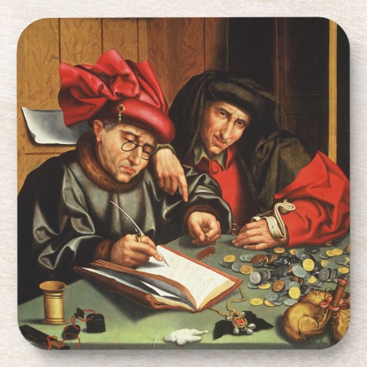 Geldleners (olie op eiken paneel) bier onderzetter (Voorkant)