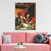 Geldleners (olie op eiken paneel) canvas afdruk (Insitu (Woonkamer))