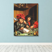 Geldleners (olie op eiken paneel) canvas afdruk (Insitu (Houten vloer))