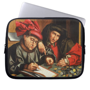 Geldleners (olie op eiken paneel) laptop sleeve