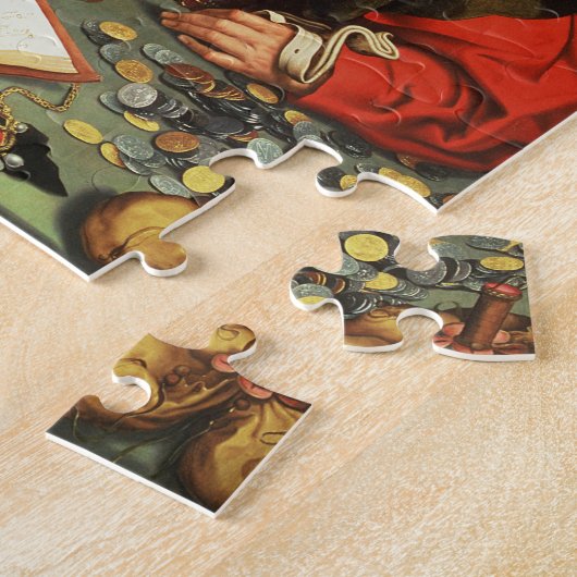 Geldleners (olie op eiken paneel) legpuzzel (Zijkant)