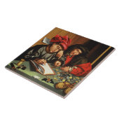 Geldleners (olie op eiken paneel) tegeltje (Zijkant)