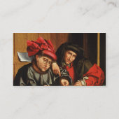 Geldleners (olie op eiken paneel) visitekaartje (Achterkant)