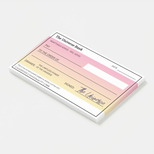 geldmanifestatie girly blanco cheque post-it® notes (Schuin)