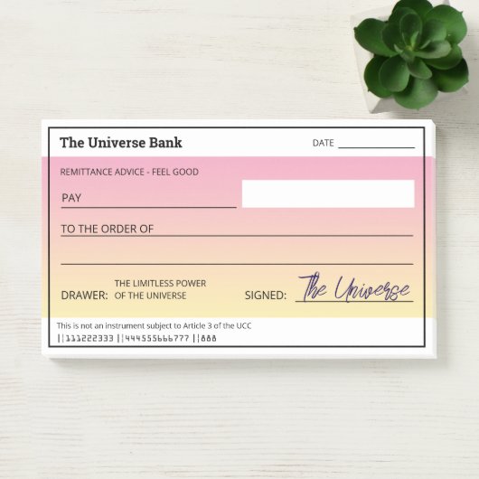 geldmanifestatie girly blanco cheque post-it® notes (Kantoor)