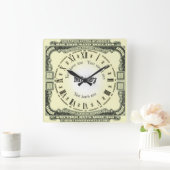 Geldnota en prijsopgave vierkante klok (Huis)