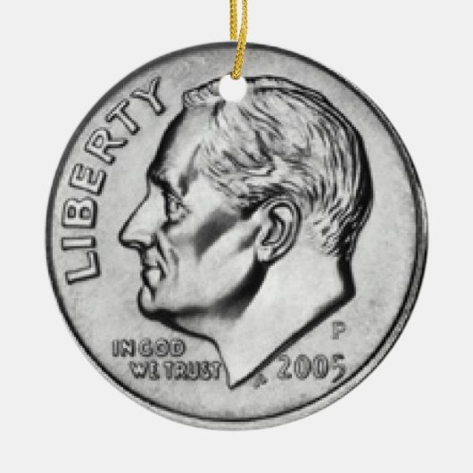 Geldornament. Keramisch Ornament (Voorkant)