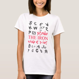 Geldsymbolen strikken het strijkje grappig cool t-shirt