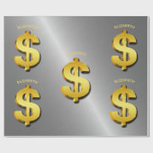 Geldsymbool Golden Dollar Cadeaupapier (Vlak)