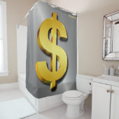 Geldsymbool Golden Dollar Douchegordijn (In situ)
