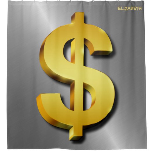 Geldsymbool Golden Dollar Douchegordijn (Voorkant)
