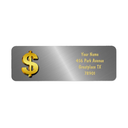 Geldsymbool Golden Dollar Etiket (Voorkant)