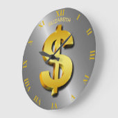 Geldsymbool Golden Dollar Grote Klok (Hoek)