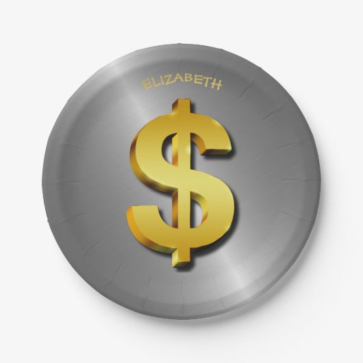 Geldsymbool Golden Dollar Papieren Bordje (Voorkant)