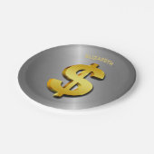 Geldsymbool Golden Dollar Papieren Bordje (Gekanteld)