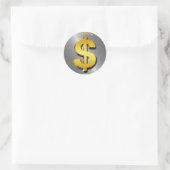 Geldsymbool Golden Dollar Ronde Sticker (Tas)