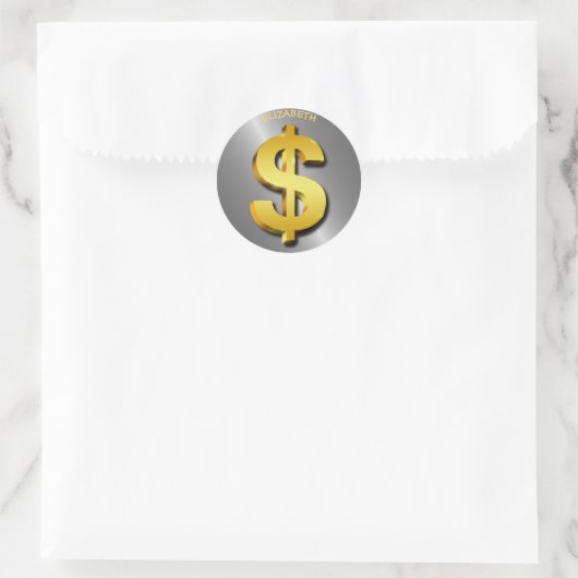 Geldsymbool Golden Dollar Ronde Sticker (Tas)