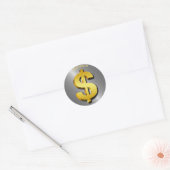 Geldsymbool Golden Dollar Ronde Sticker (Envelop)